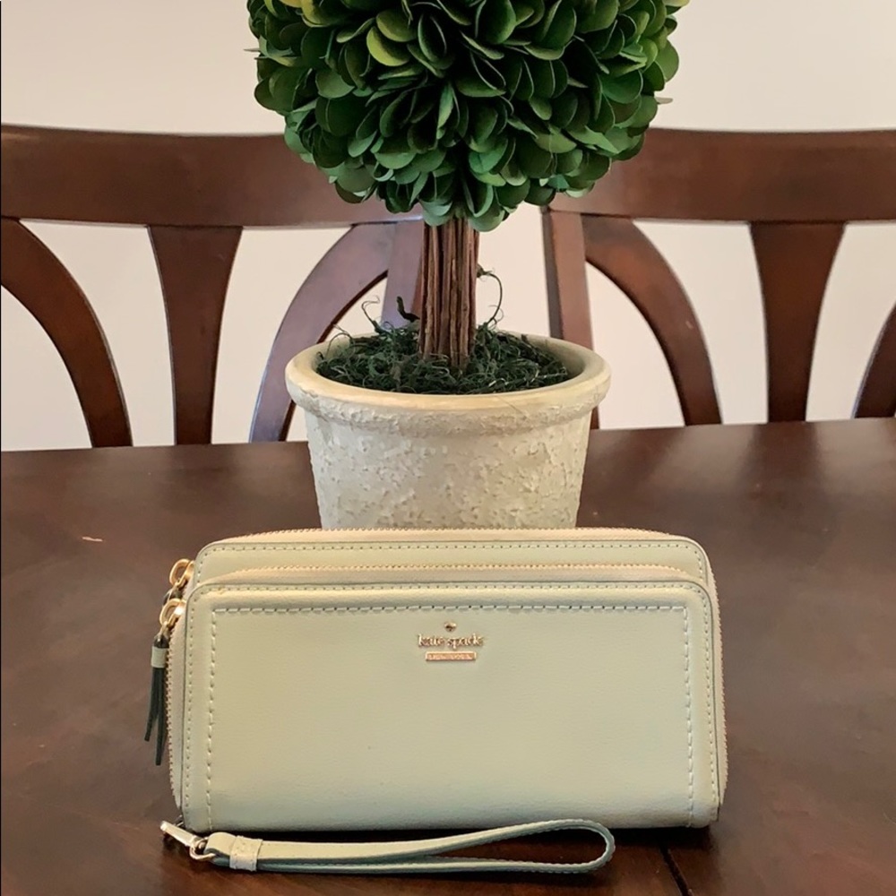 Kate spade mint green large wallet/wristlet.